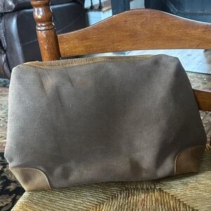 S-zone Brown Canvas Men's Bag with tan  leather trim